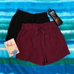 Ambiance Apparel Black & Wine Shorts, Size M